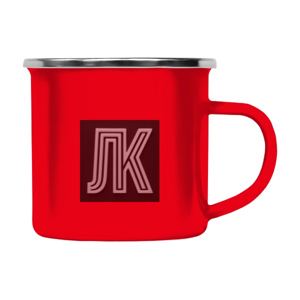 Barevný plecháček - nerezový lem s potiskem JK s pozadím